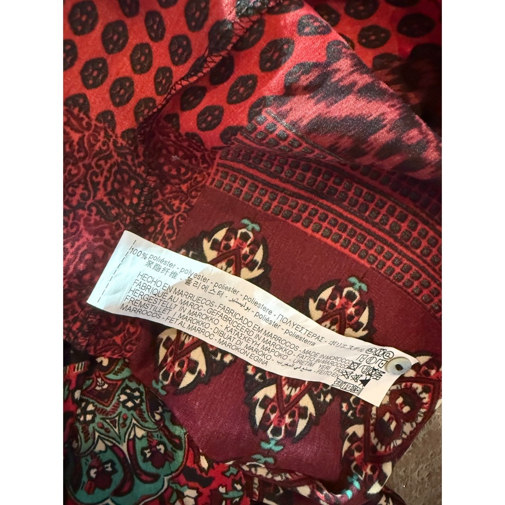 Zara Basic Patchwork Print Button-Up Blouse Long … - image 5